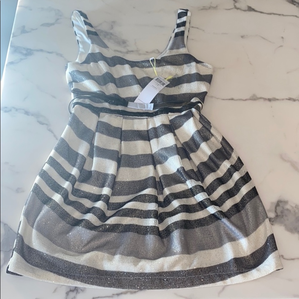 BCBGeneration Striped & Shimmery Cocktail Dress